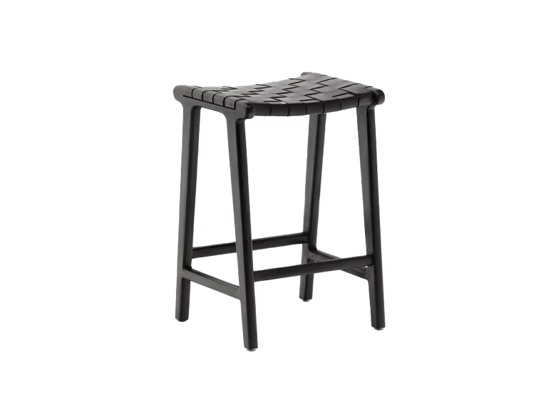 Tabouret Calixta en cuir et bois d'acajou